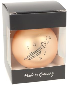 Glas-Weihnachtskugel mit Trompete-Druck, Ø ca. 8 cm (Gold matt)