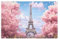WHJYYXDE Tischsets für den Esstisch, 30,5 x 45,7 cm, für Party, Küche, Esszimmer, Dekoration, Paris, Straße, Eiffelturm, rosa Blumenmuster
