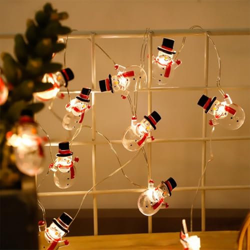 Weihnachten Lichterkette ,2m 20 led Schneemann Weihnachtsdeko Lichterkette,Warmweiß Lichterkette Weihnachten,LED Weihnachtsthema Lichterkette für Weihnachtsbaum, Schlafzimmer, Party,Balkon,Fenster