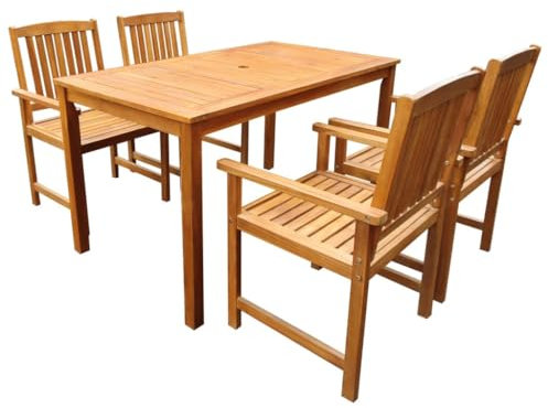XGWKCNV Outdoor-Möbel 5-teilig Outdoor Essgruppe Massives Akazienholz Outdoor Möbel Sets