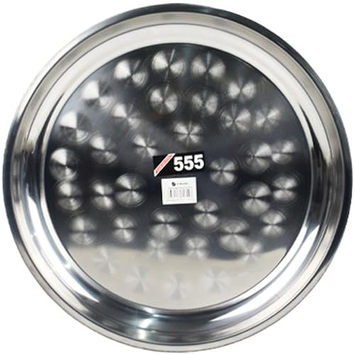 Stainless Steel Round Serving Platter Tray Plate Serving Dish Thali Silver Tray Dishwasher Safe Service Tray 30cm