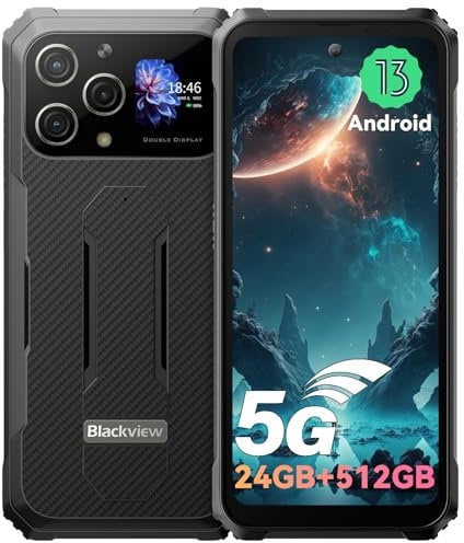 Blackview BL8000 5G Rugged Smartphone Unlocked 2024, 24GB RAM+512GB ROM, 120Hz 2.4K 6.78 FHD+ Rugged Phones, 50MP+16MP Camera, 8800mAh+33W, IP68/IP69K Waterproof Android Phones, 5G, NFC, Fingerprint