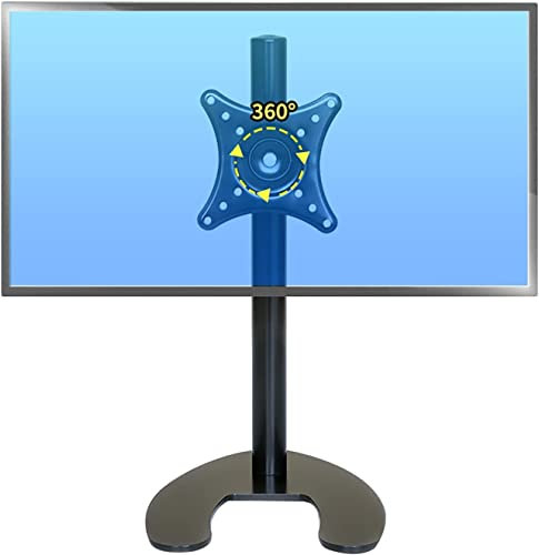 TV-Ständer mit vollbeweglicher Halterung und U-förmigem Metallsockel, verstellbarer Neigungswinkel, passend für LCD-Flachbildschirme und gebogene Fernseher, Tisch-TV-Halterung für Wohnzimmer oder