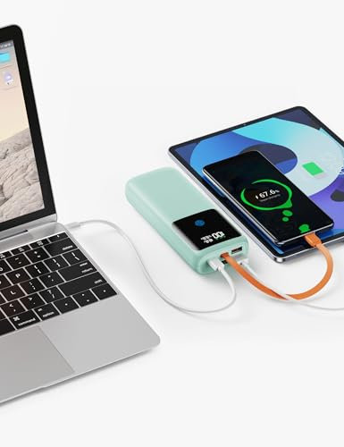 Powerbank Schnellladung 24000 mAh, 65 W Laptop tragbares Ladegerät USB C kompatibel mit MacBook iPad, PD Externe Akkubank, kompatibel mit iPhone 16/15, Handy, Tablet, Computer, PC, Grün