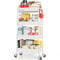 KINGRACK 4 Tier Metal Storage Trolley on Wheels, Beauty Book Craft Tea Art Trolley for Home Bathroom Kitchen Laundry, No screws needed Easy Rolling Utility Cart Mobile Storage Shelving Organizer