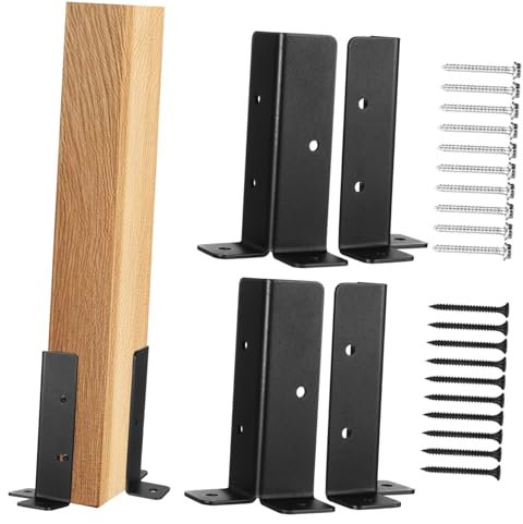 HYTROVE 4sets Deck Post Base Brackets for Railing Mailbox Metal Pole Support Base Wood Fence Post Repair Kit Face Mount Deck Brackets