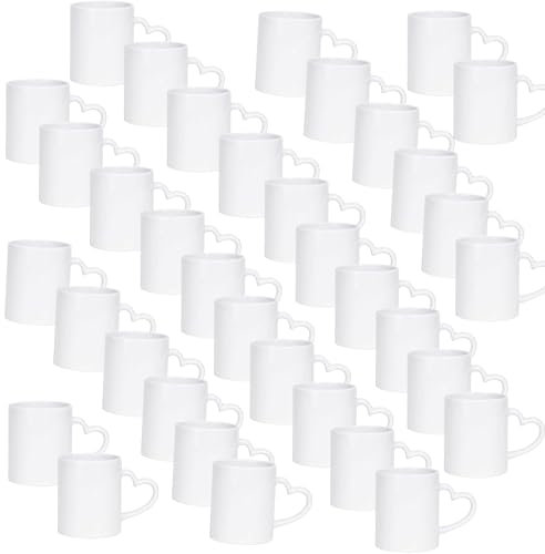 11oz Coffee Mug White, 36PCS Sublimation Blanks Mugs, Lightweight Bright Porcelain Tea Cups with Heart Handle, Classic Ceramic Coffee Cups for Coffee, Tea, Hot Cocoa, Milk, Machine Washable
