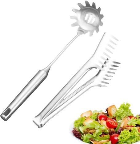 Nudellöffel - Nachhaltiges Weizenstroh, sammeln und abtropfen von Spaghetti | Spaghettilöffel mit hitzebeständigem Silikonkopf | Professionelle Spaghettizange mit Griff aus
