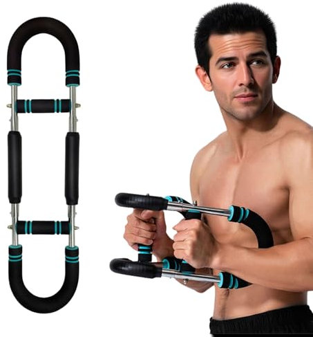 Biegehantel, Verstellbarer Power Twister mit U-formige Doppel Königsfeder, Brusttrainer mit Rutschfester Schaumstoffgriff, Bizeps Trainingsgerät, Haushaltssportgeräte (Blau Schwarz, 20-40kg)