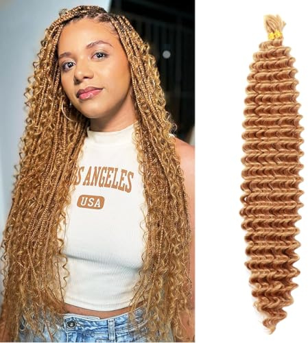 Seimainurs Deep Wave Crochet Hair Long Curly Braiding Hair for Boho Braids Ocean Wave Braiding Hair for Black Women (27#, 24 Inch (Bundles of 2))