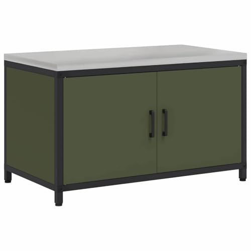 vidaXL Kitchen Storage with Shelf Olive Green 90 x 50 x 53 cm Steel, Modern Kitchen Storage Solutions, Rectangular Steel Shelf Unit for Durable Organization, Compact Gadget and Utensil Rack
