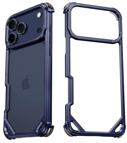 NIFBANG für iPhone 17 Pro Hülle,Aluminium Metall Dünn Slim No Back Handyhülle Kompatibel mit MagSafe,4 Ecken-Airbag Stoßfeste Schutzhülle, Rahmenlose Bumper Case für iPhone 17 Pro(Deep Blue)