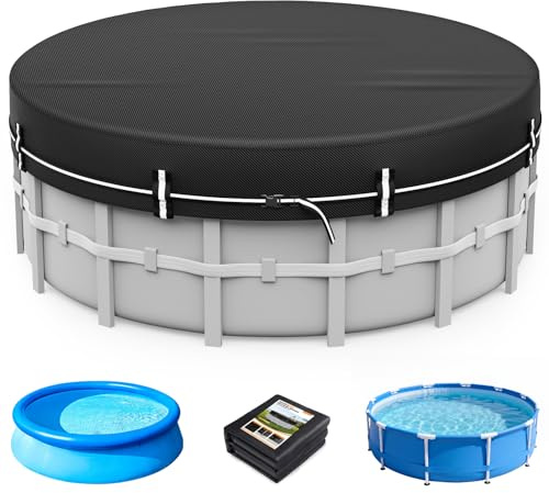 LXKCKJ Poolabdeckung Runde für 210-244 cm Pools | Solar Poolplane Inkl Bodennägel Zubehör | Sommer & Winter Pool Abdeckplane Ideal für wasserdicht und staubdicht |Ø 300CM Pool Abdeckplane