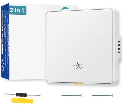 Acmerota WiFi Smart Motion Sensor Motion Detectors 10G Radar Switch White 1Gang Smart Presence Sensor Wide Range Detection for Home Security Works with Alexa, Google Home