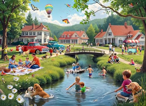 Summertime Memories 1000 Piece Jigsaw Puzzle - Nostalgic Puzzle for Adults & Families - Fully Interlocking Pieces - Stunning High Definition Color - Vintage Theme by VCC