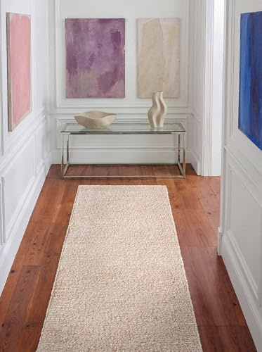 Ted Baker Kurzflor Teppich Portobello - Soft Bouclé Läufer, Handgewebt & Weich, Woll-Look, Schlingen Schlingen Teppichläufer Flauschig für Wohnzimmer, Schlafzimmer, Esszimmer – Creme, Beige, 80x300 cm