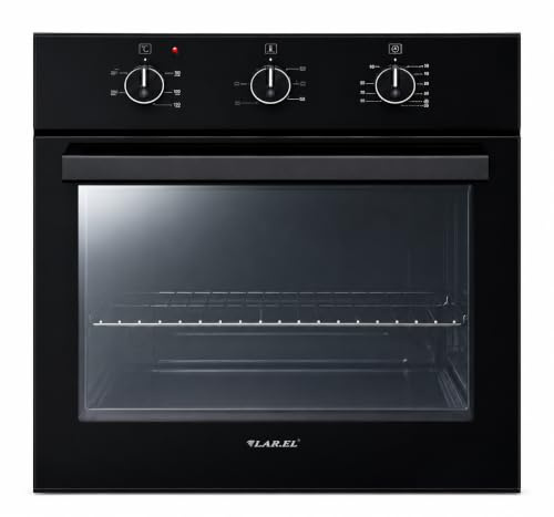 Forno da Incasso NERO LAR.EL 60 cm Elettrico Ventilato Turbo 5 Funzioni con Termostato Timer Meccanico Luce Interna Doppio Vetro Leccarda e Griglia