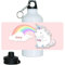 Trinkflasche mit Namen Dora und schönem Motiv - Einhorn mit Donut und Regenbogen für Mädchen - | Motiv-Trinkflasche | Kinder-Trinkflasche