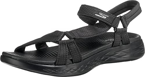 Skechers On-the-go 600 Brilliancy, Sandali Donna, Nero Black Textile Trim, 42 EU