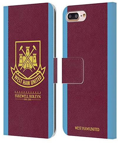 Head Case Designs Officially Licensed West Ham United FC 2015/16 Final Home Retro Crest Leather Book Wallet Case Cover Compatible With Apple iPhone 7 Plus/iPhone 8 Plus
