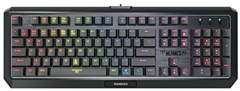 GAMDIAS Hermes P3 Noir Clavier mécanique USB de Gaming 104 Touches Low Profile RGB Switches Bleu Keyboard Rétroéclairé Disposition UK