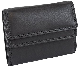 LEAS Damen Minibörse extra dünn, flaches Portemonnaie Herren mit RFID Schutz Block Folie mit Geschenk Box Echt-Leder, schwarz