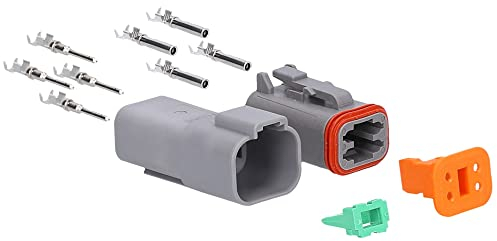 Kalitec KALI-1204 DEUTSCH DT Steckverbinder Set 4 polig I Wasserdicht IP68 I Deutsch Stecker KFZ für Motorrad, Auto I Leiterquerschnitt 0,75-2 mm² 18-14 AWG I glasfaserverstärktes Polyamid PA-GF