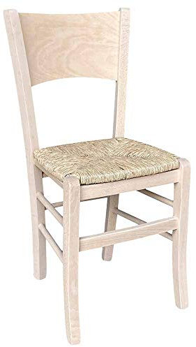 OKAFFAREFATTO MADDALONI Sedia in legno massello seduta in paglia ristorante casa grezza da verniciare nuova già Montata,modello LUCY