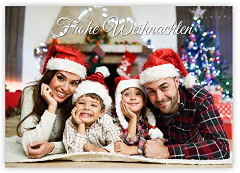 Partycards Weihnachtskarten mit Umschlägen im Set für Ihr Wunschbild – Personalisierte Weihnachtskarte mit Blanko-Innenseiten für Weihnachtsgrüße (DIN A4 – 12 Stück)