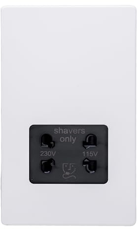 Varilight Bathroom Shaver Socket - Screwless Primed With Black Insert, XDYSSBS.PD