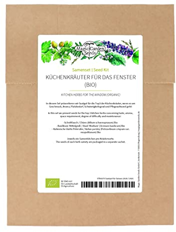 Küchenkräuter für das Fenster (Bio) - Samenset mit den Top 3 der Fensterbank-Kräuter