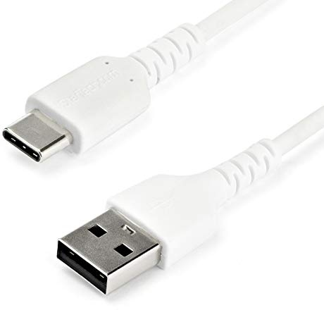 StarTech 1m USB-A auf USB-C Ladekabel, Robust, Weiß, 3A, USB 2.0 | Aramidfaser verstärkt, TPE-Mantel, Laden und Synchronisieren, halogenfrei, RoHS