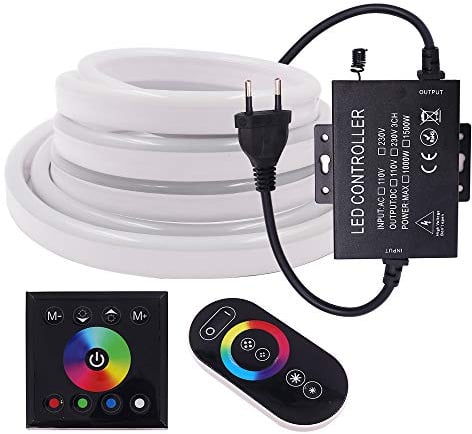 XUNATA 220V SMD 5050 RGB Neon LED Strip Schlauch Flexible Neon LED Licht Stripe Lichterschlauch mit Volle Berührung Fernbedienung für Hausbeleuchtung Dekoration Bar Deko (50M)
