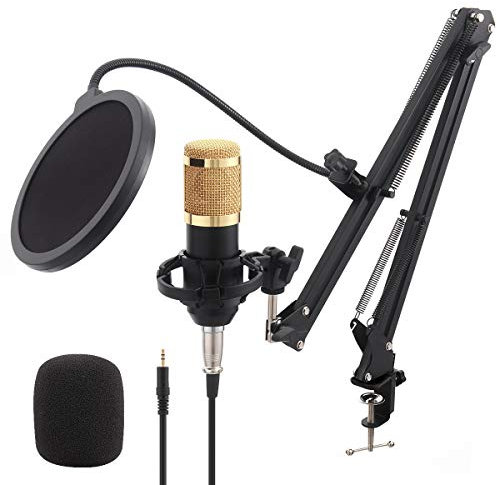 Aceshop Condenser Microphone Kit BM-800 XLR Studio Podcast Microphone with Adjustable Mic Suspension Scissor Arm, Shock Mount, Pop Filter for Streaming Recording Youtube Game Voice Over ASMR