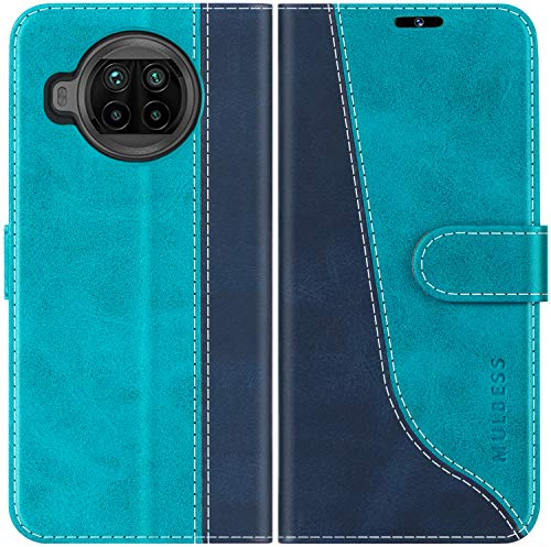 Mulbess Custodia per Xiaomi Mi 10T Lite 5G, Cover Magnetica Flip con Chiusura, Fessura Carte Portafoglio, Portacellulare Protezione, Elegante Blu Mint