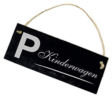 Schild Schiefertafel mit Gravur - Parkplatz Kinderwagen - wetterfest Parkschild 22x8cm