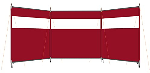 HIKEMAN Camping Paravent Windshield - avec fenêtre,Grand Tente de Plage,Brise-Vue de Jardin(Rouge,4.4m*1.3m)