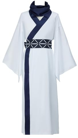haikyuu Herren Ryomen Sukuna King of Curses Cosplay Kostüm Herren Casual Yukata Robe Kimono Outfit mit Obi Schal (Weiß, groß)