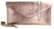 LeahWard Genuine Italian Suede Leather Envelope Clutch Bags Wrist Strap and Chain Strap Included Party Wedding Purse Handbag Cross Body Bag (Rose Gold Leather Clutch Bag)