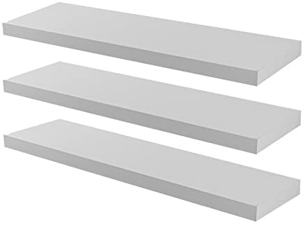 Harbour Housewares Modern Floating Wall Shelf - 100cm - White - Pack of 6 - Photo Gallery Bookshelf Wall Shelves for Living Room Display, Bedroom, Office Storage