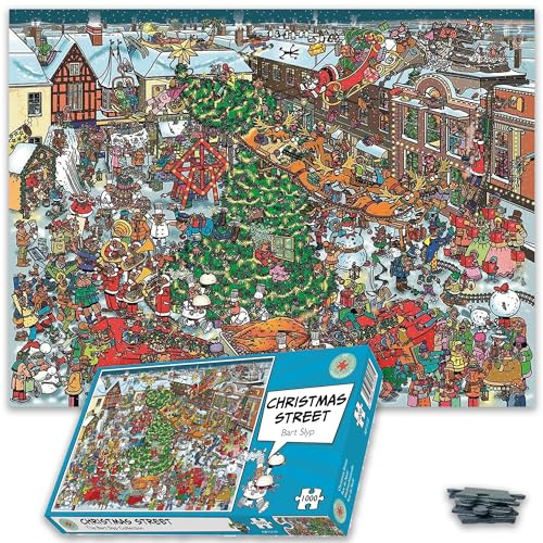 1000 Piece Jigsaw Puzzle - Christmas Street by Bart Slyp -1000 Piece Jigsaw Puzzles for Adults - Hardest Jigsaw Puzzle, Festive Puzzle, Present