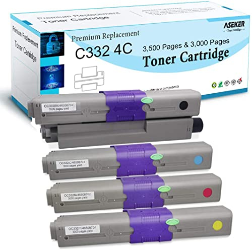 Kompatibler C332 MC363 Tonerkartusche für Oki C332 C332dn C332dnw MC363 MC363dn MC363dnw Drucker Hohe Ausbeute 3500 & 3000 Seiten 46508712 46508711 46508710 46508709 (BK/C/Y/M)
