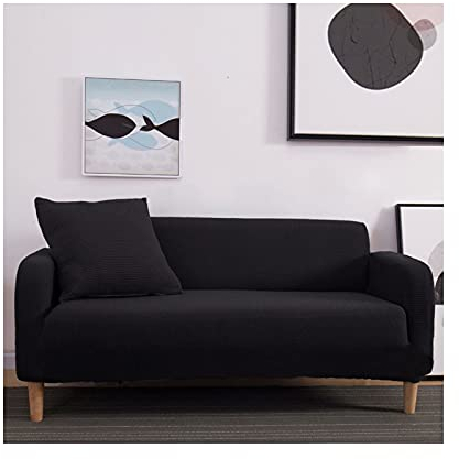 Daesar Couchbezug Wasserdicht für Eckcouch, Sofahusse Ecksofa 3 Sitzer 190-230 Schwarz Überwürfe Sofabezug Elastische