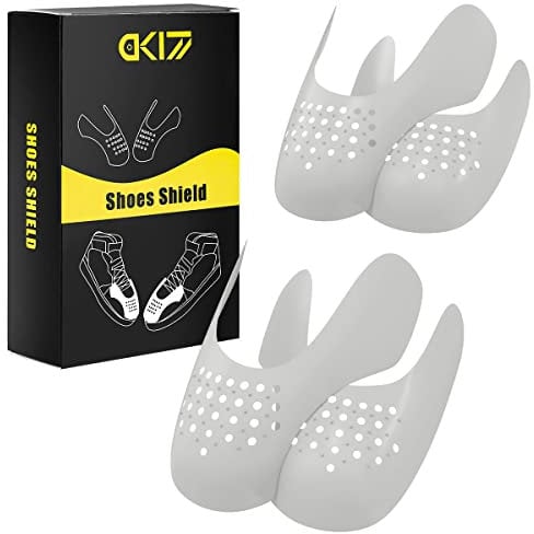 DK177 2 Pairs Sneaker Crease Protectors, Against Toe Box Shoe Creases, Anti Wrinkle Sneaker Shoe Crease Guards, Crease Protectors for Air Force 1, Women's UK Size 7-12 - Grey