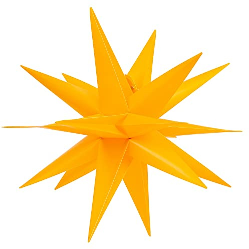 Gresonic 10LED einzeln Weihnachtsstern Lichterkette Batteriebetrieben(Gelb, Durchmesser 35cm)