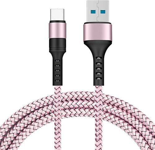 Little Boutik Cable USB/Type-C Charge Rapide 3A Nylon Renforce Rose 2M pour Samsung A13 / A33 / A53 / S22 / S22 Plus / S22 Ultra