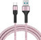 Little Boutik Cable USB/Type-C Charge Rapide 3A Nylon Renforce Rose 2M pour Samsung A13 / A33 / A53 / S22 / S22 Plus / S22 Ultra
