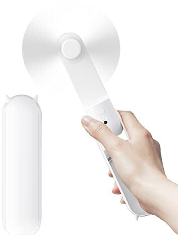 LETSCOL Portable Handheld Fan, Mini Pocket Hand Fan, Foldable Personal Desk Fan with Power Bank, USB Rechargeable Fan [14-21 Working Hours] for Makeup Home Travel Outdoor (White)
