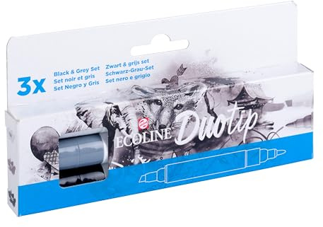 Talens Ecoline Duotip marker set Black & Grey | 3 colours (11609902)