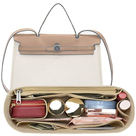 Lckaey Handtaschen-Organizer-Einsatz für Handtasche, Herbag 31, 1011 Beige, 26,5 x 7,5 x 13 cm